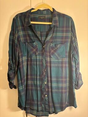 Tinsel Teal and Navy Plaid Shirt